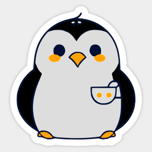 Cute Penguin with a Cup of Coffee Sticker